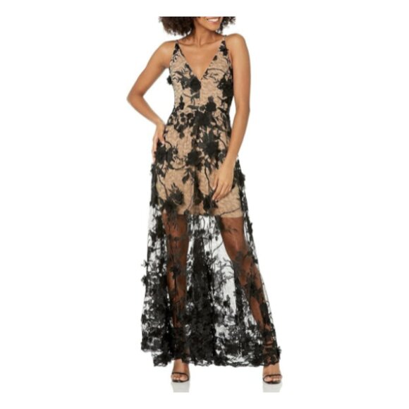 **Dress the Population** Sidney Plunging Gown Sleeveless Floral Large NWT - Picture 1 of 8